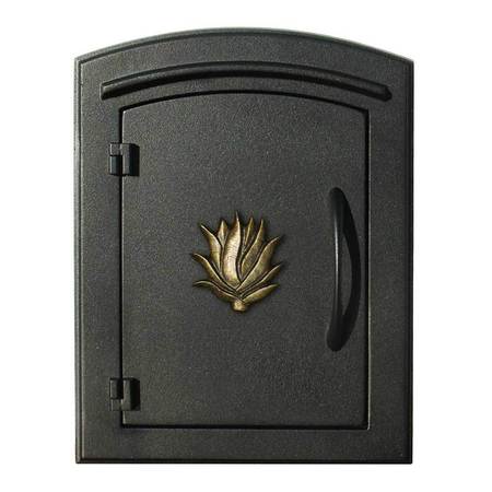 QUALARC Drop Chute Mailbox w/"Decorative AGAVE Logo" Faceplate, Black MAN-S-1406-BL